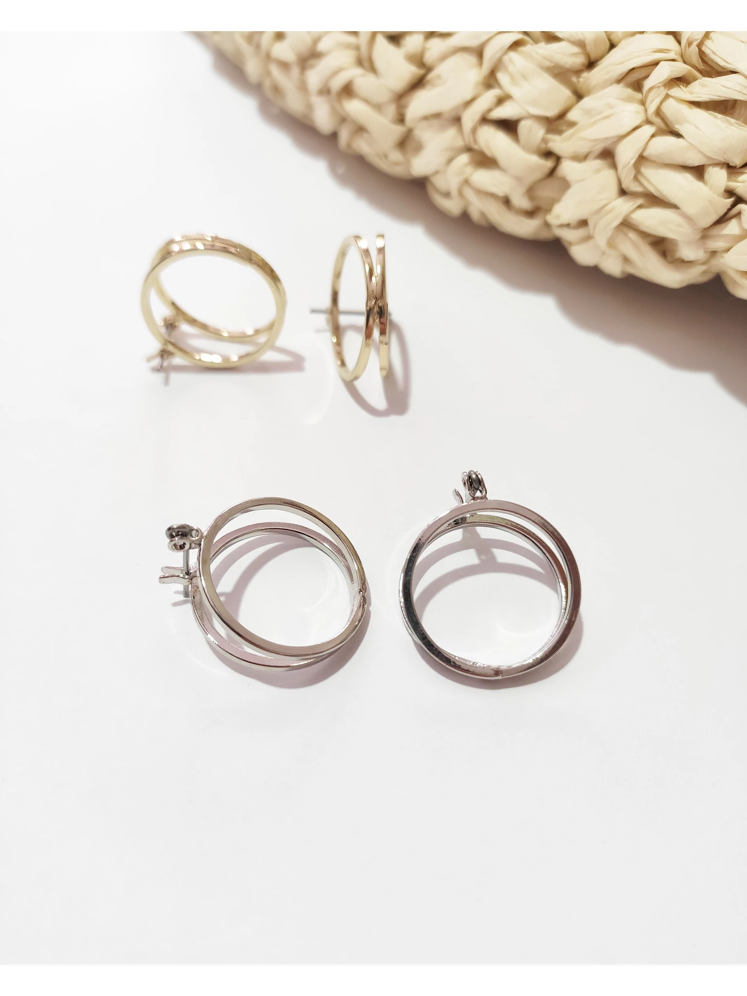 arany ezüst 20 mm dupla íves karika fülbevaló
