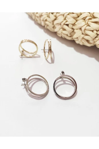 arany ezüst 20 mm dupla íves karika fülbevaló